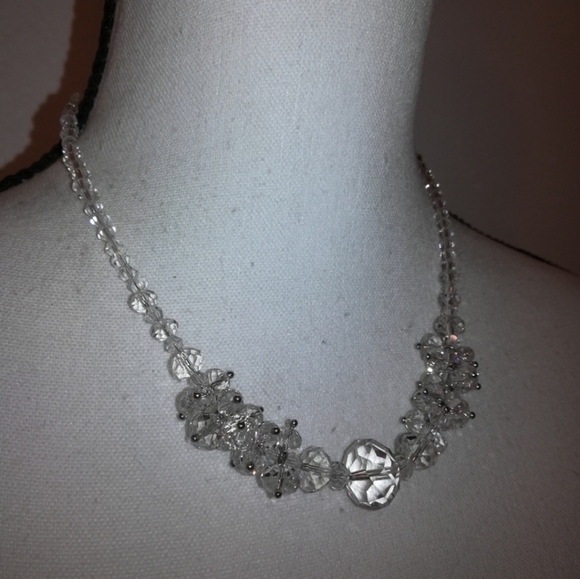 Yousef Clear Faux Crystals Cluster Necklace and Beaded Cuff Bracelet Set - Picture 6 of 9